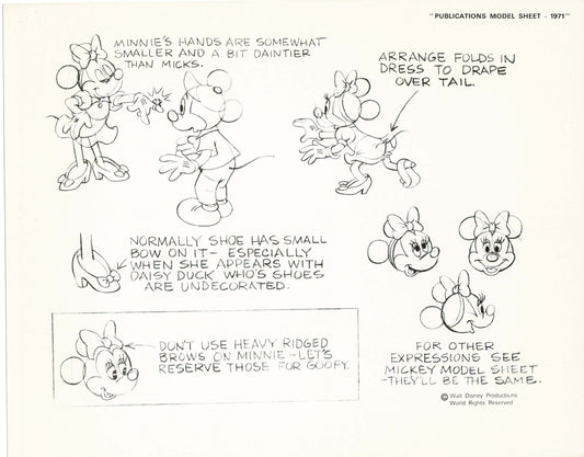 Walt Disney Minnie Mouse Print Publications Model Sheet 1971 Animators Estate 011