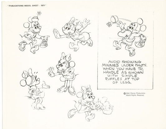 Walt Disney Minnie Mouse Print Publications Model Sheet 1971 Animators Estate 012