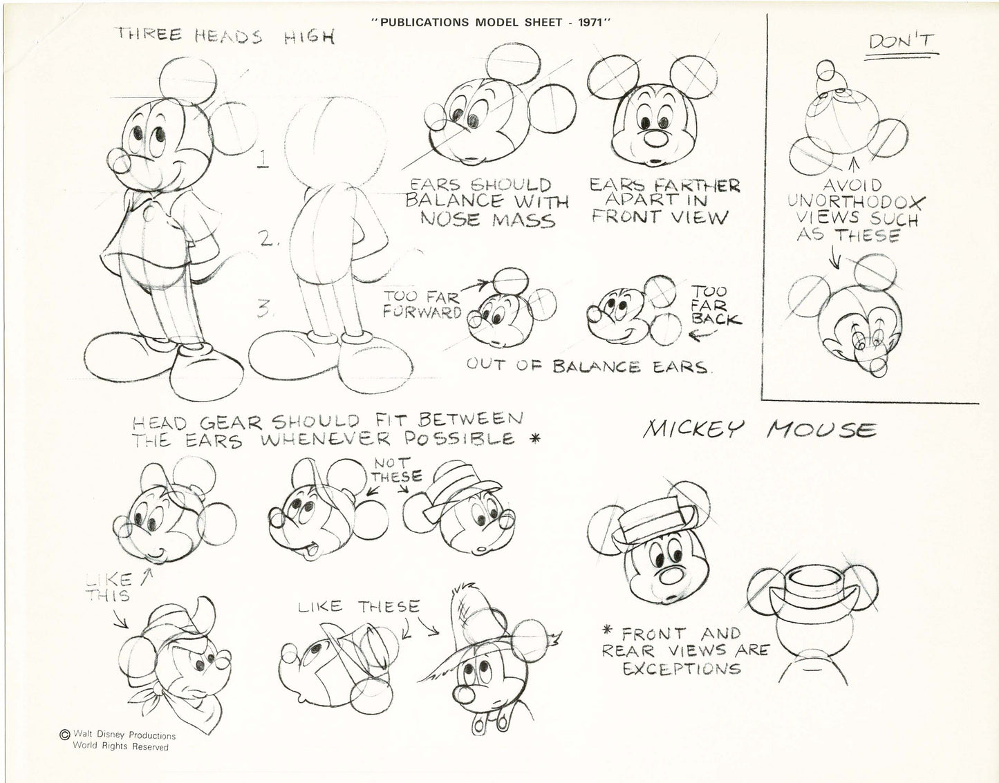 Walt Disney Mickey Mouse Print Publications Model Sheet 1971 Animators Estate 013