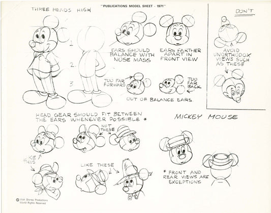 Walt Disney Mickey Mouse Print Publications Model Sheet 1971 Animators Estate 013