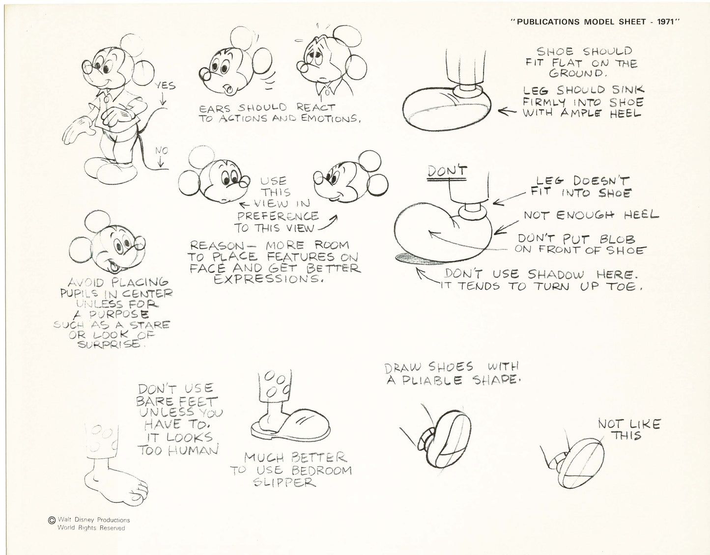 Walt Disney Mickey Mouse Print Publications Model Sheet 1971 Animators Estate 015