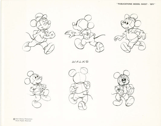 Walt Disney Mickey Mouse Print Publications Model Sheet 1971 Animators Estate 017