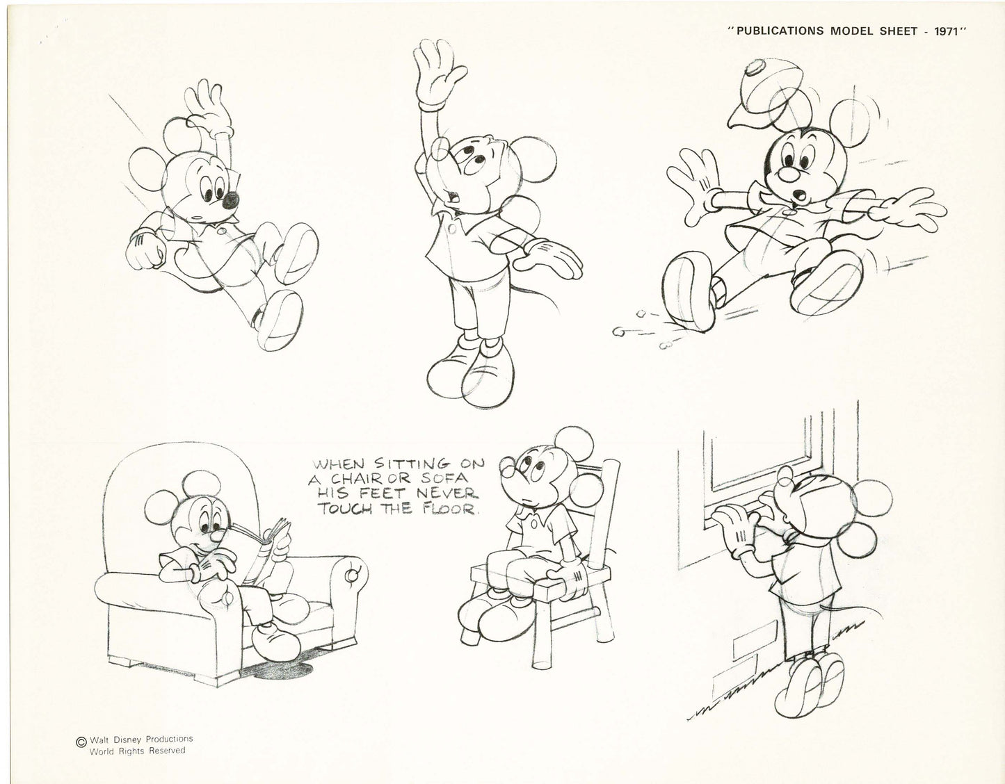 Walt Disney Mickey Mouse Print Publications Model Sheet 1971 Animators Estate 018