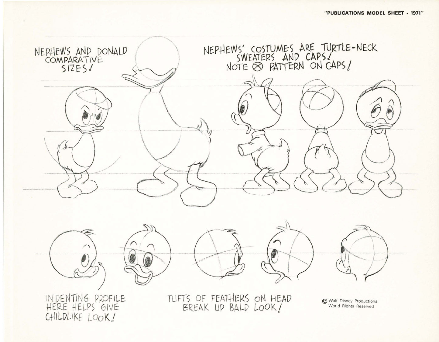 Walt Disney Huey Dewey and Louie Print Publications Model Sheet 1971 Animators Estate 020