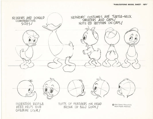 Walt Disney Huey Dewey and Louie Print Publications Model Sheet 1971 Animators Estate 020