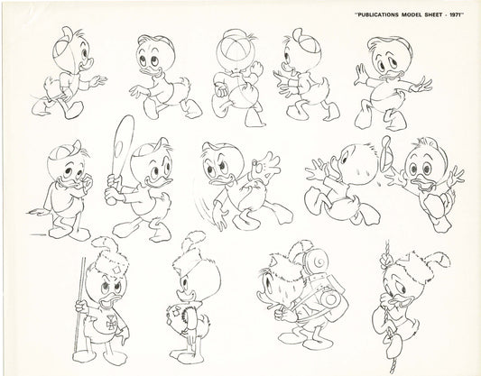 Walt Disney Huey Dewey and Louie Print Publications Model Sheet 1971 Animators Estate 022