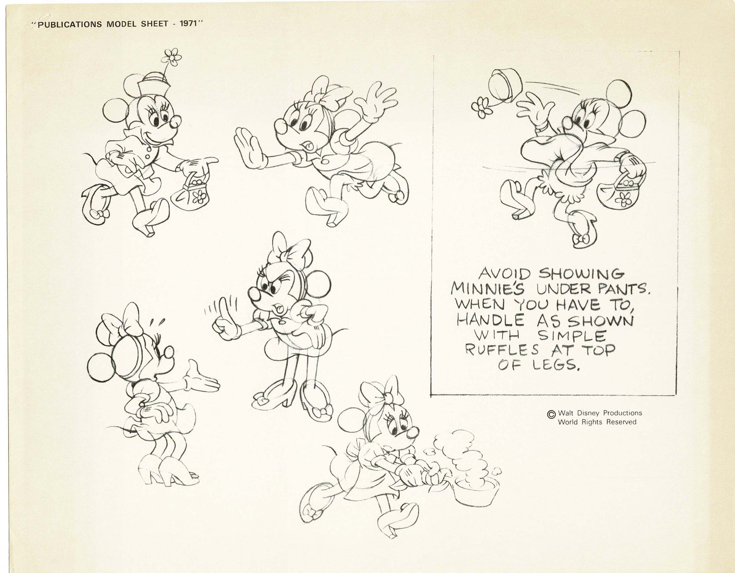 Walt Disney Minnie Mouse Print Publications Model Sheet 1971 Animators Estate 025