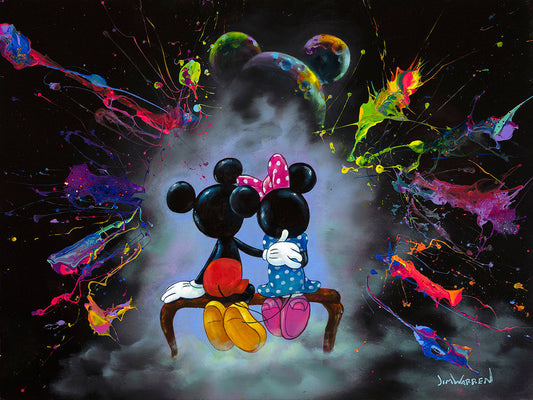 Mickey Mouse and Minnie Mouse Walt Disney Fine Art Jim Warren Signed Limited Edition Canvas Print of 95 "Mickey and Minnie Enjoy the View"