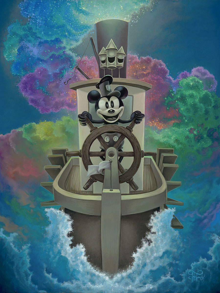 Mickey Mouse Steamboat Willie Walt Disney Fine Art Jared Franco Signed Limited Ed of 195 Print on Canvas "Willie's Exploration of Color"