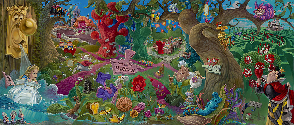 Alice in Wonderland Walt Disney Fine Art Jared Franco Signed Limited Edition of 195 Print on Canvas "Wonderland" - PREMIERE EDITION