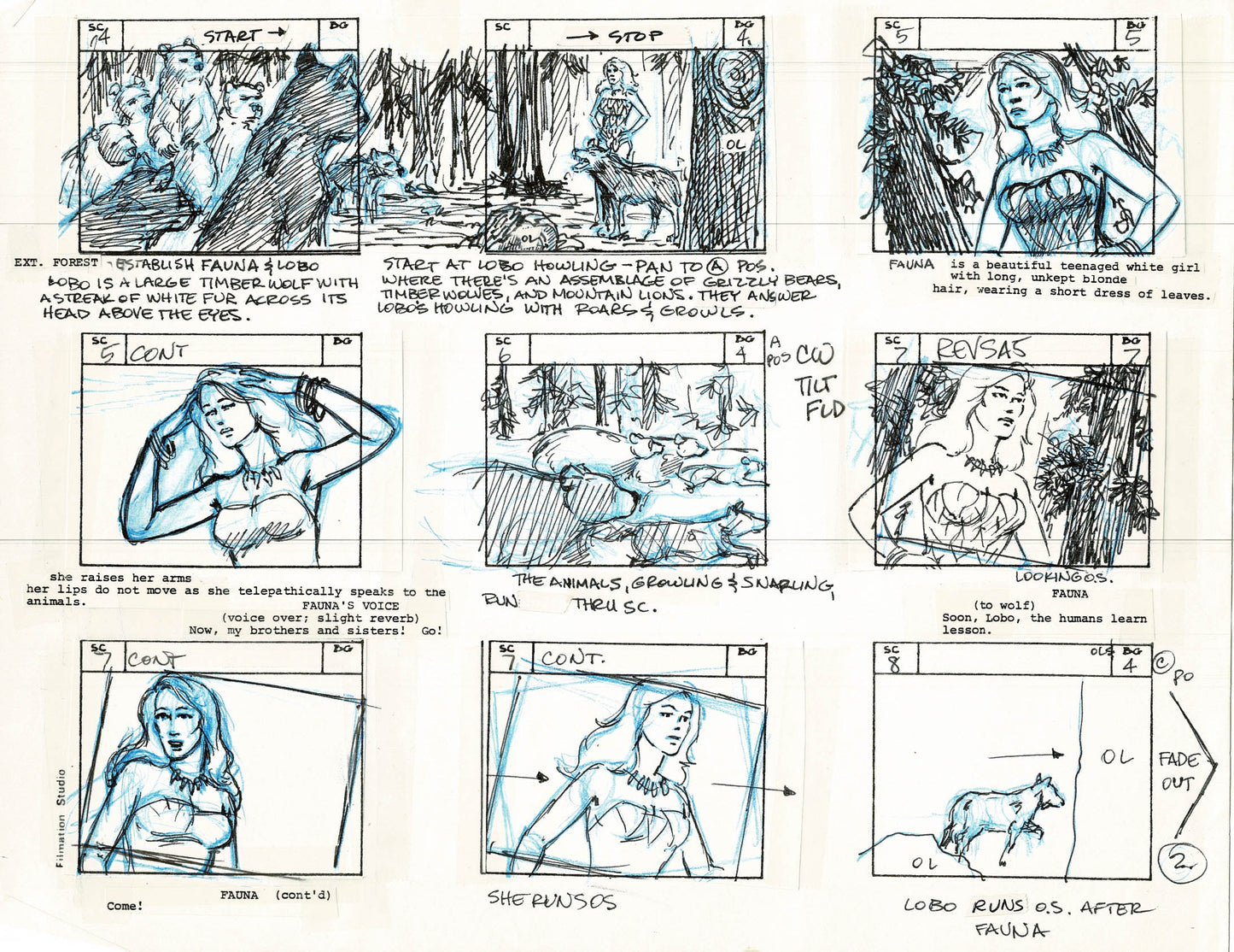 Young Sentinels / Space Sentinels 1977 Production Animation Storyboard Page Filmation A-002