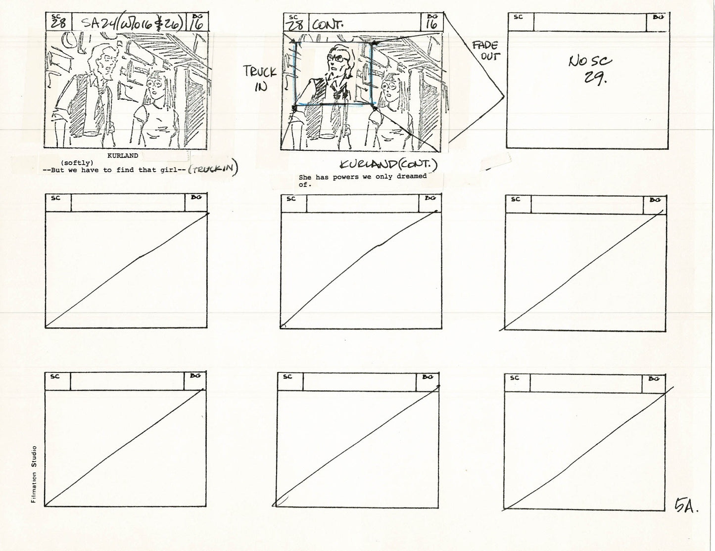 Young Sentinels / Space Sentinels 1977 Production Animation Storyboard Page Filmation A-006