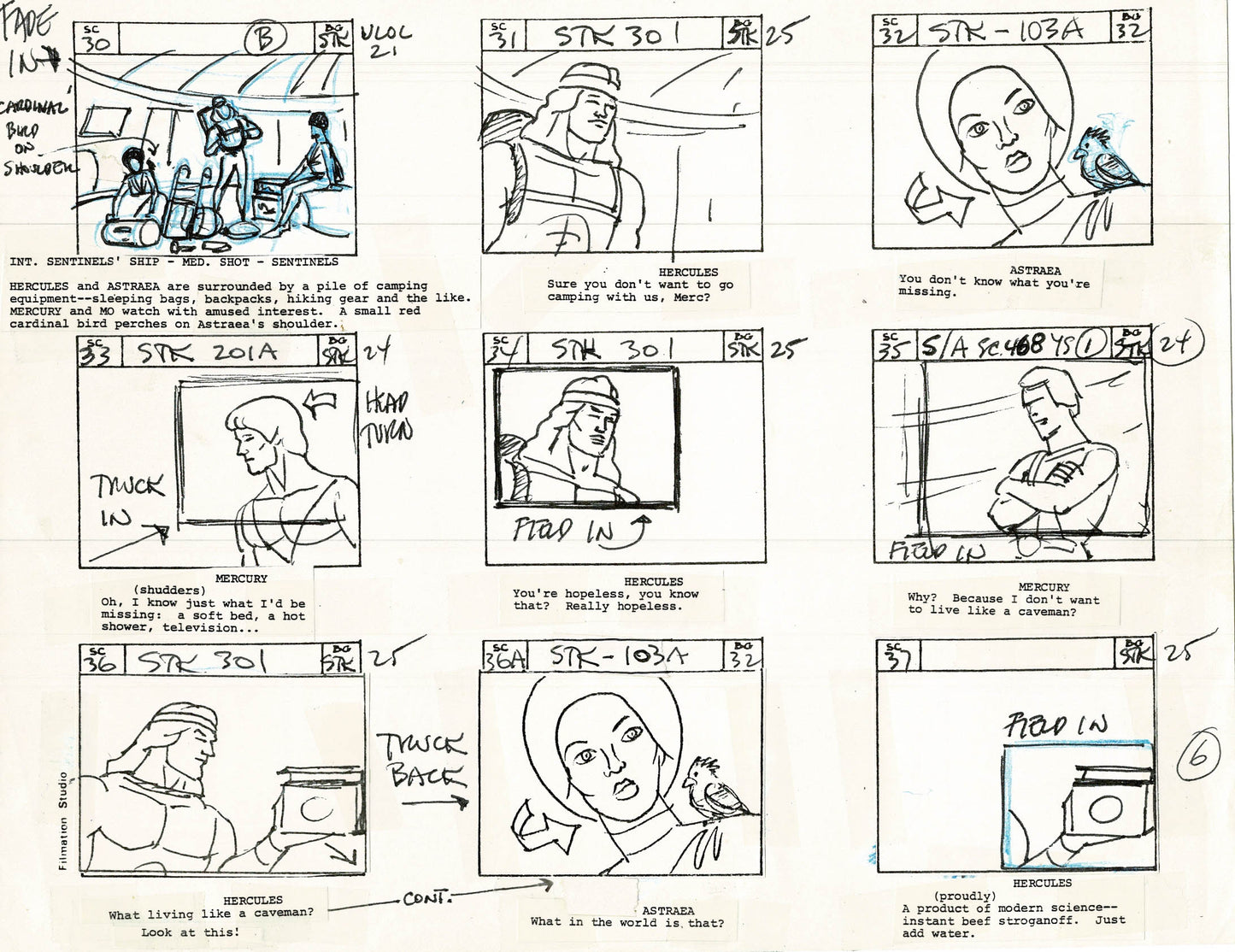 Young Sentinels / Space Sentinels 1977 Production Animation Storyboard Page Filmation A-007