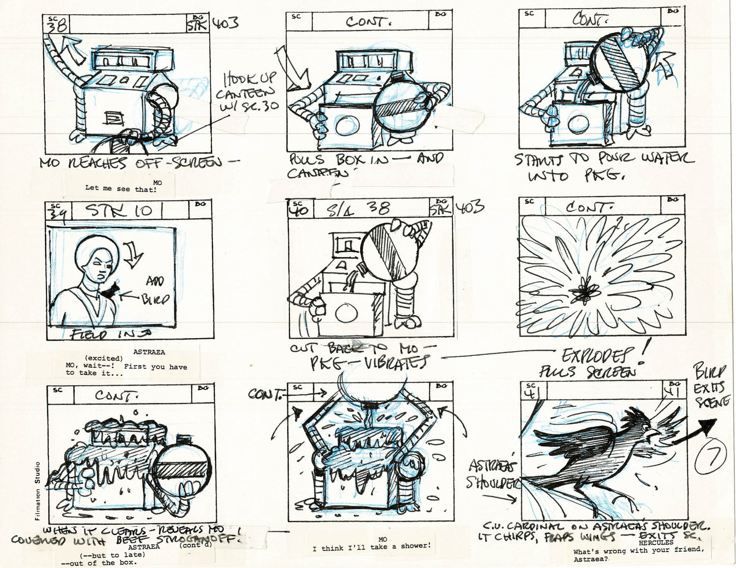 Young Sentinels / Space Sentinels 1977 Production Animation Storyboard Page Filmation A-008