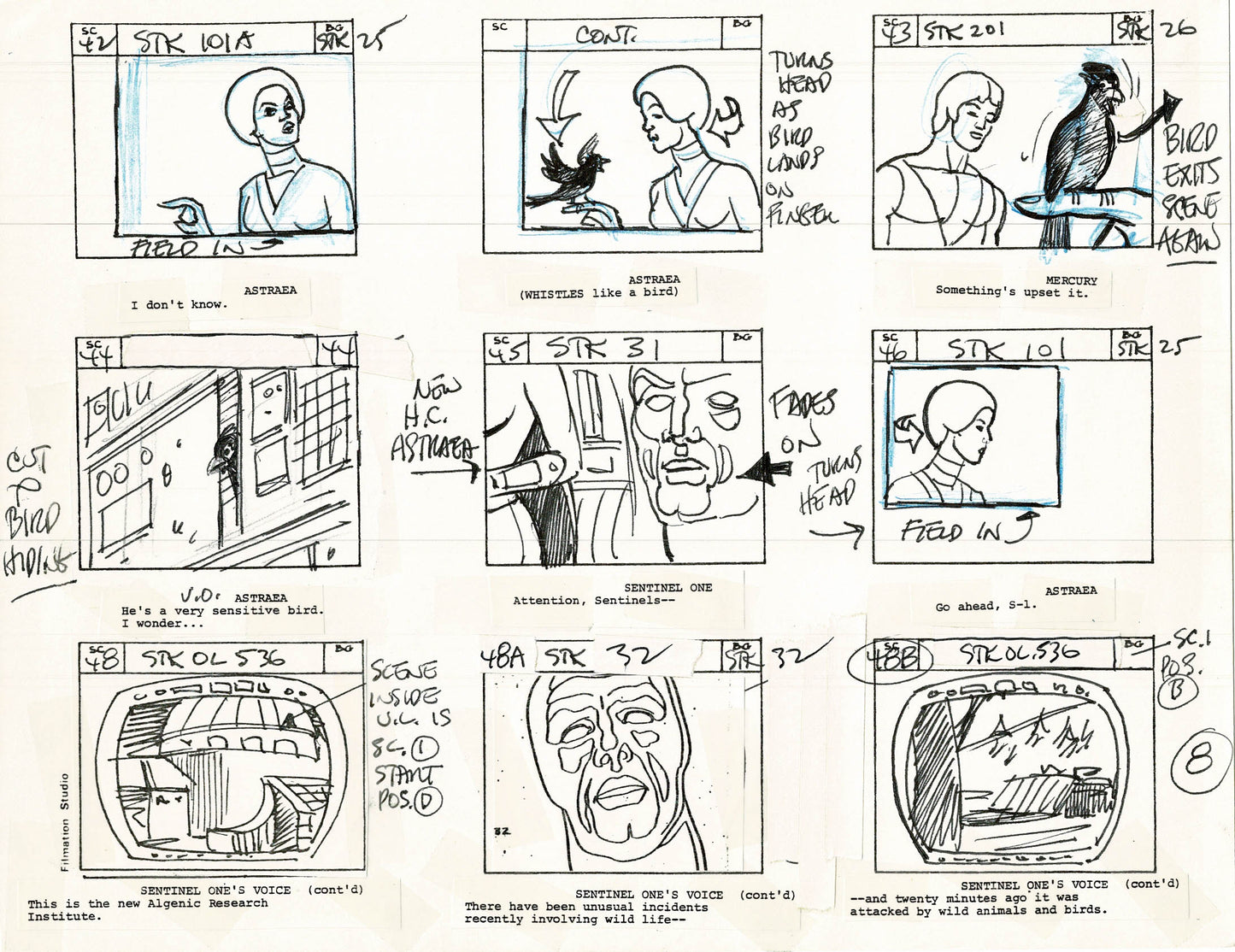 Young Sentinels / Space Sentinels 1977 Production Animation Storyboard Page Filmation A-009