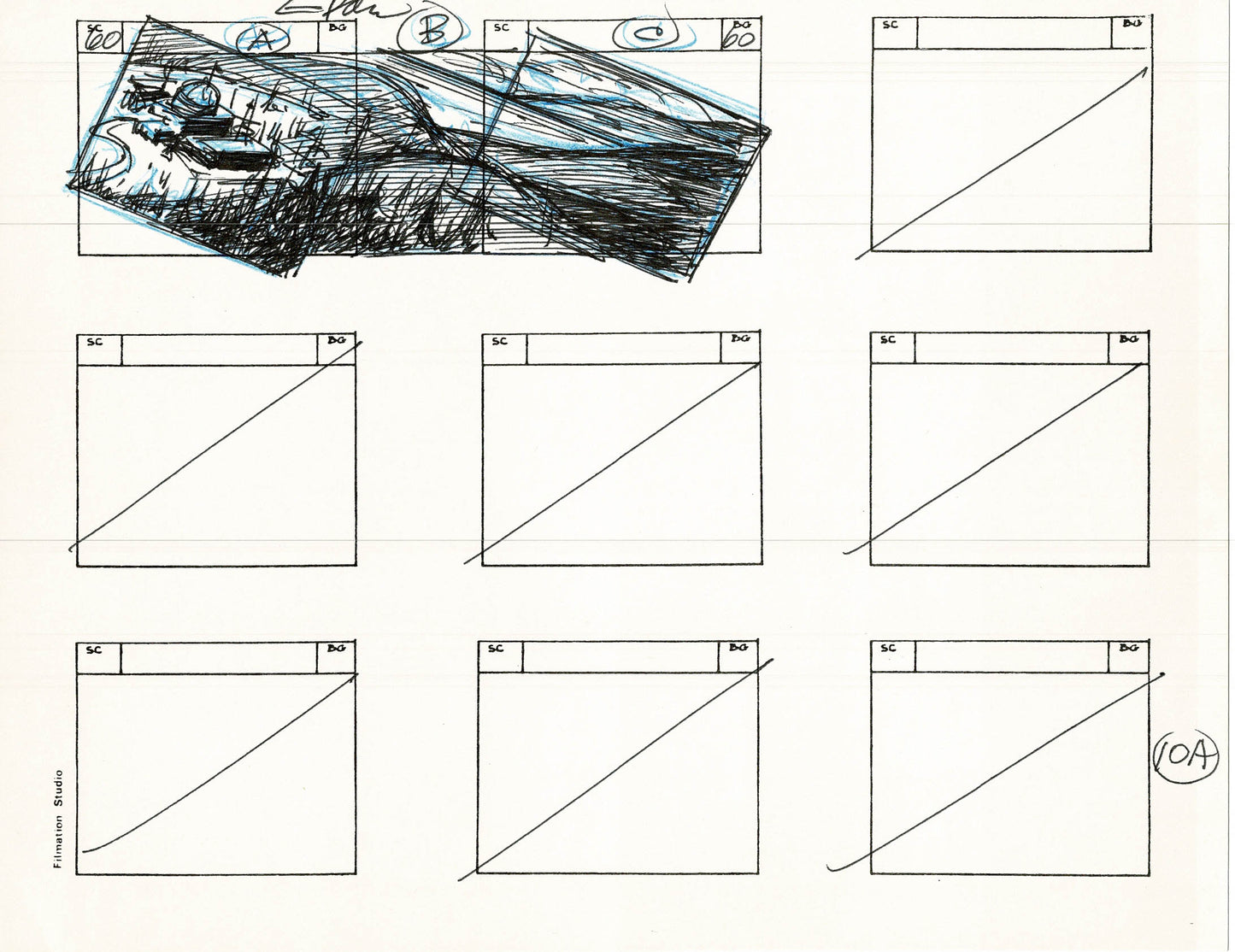 Young Sentinels / Space Sentinels 1977 Production Animation Storyboard Page Filmation A-012