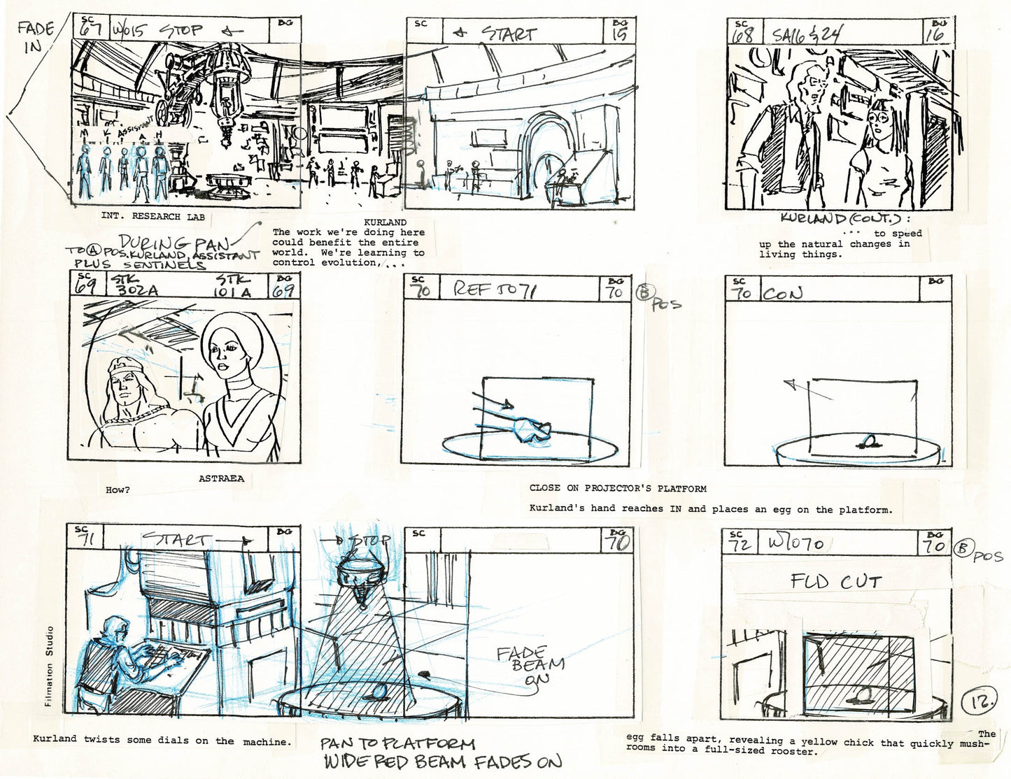 Young Sentinels / Space Sentinels 1977 Production Animation Storyboard Page Filmation A-014