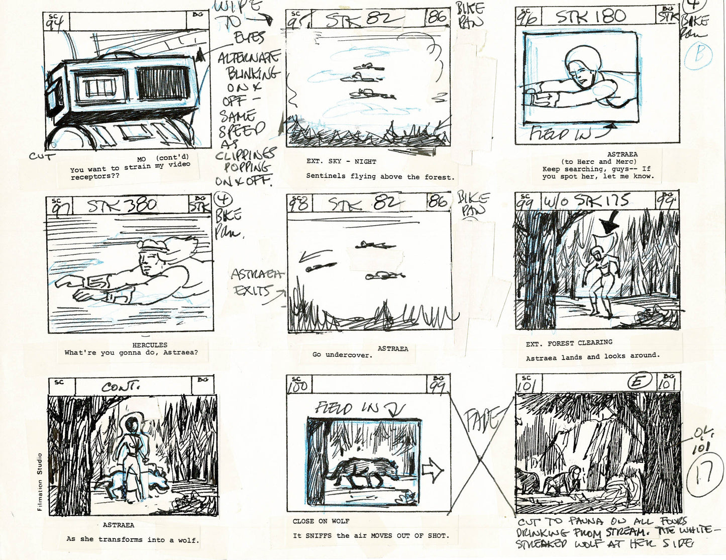 Young Sentinels / Space Sentinels 1977 Production Animation Storyboard Page Filmation A-019