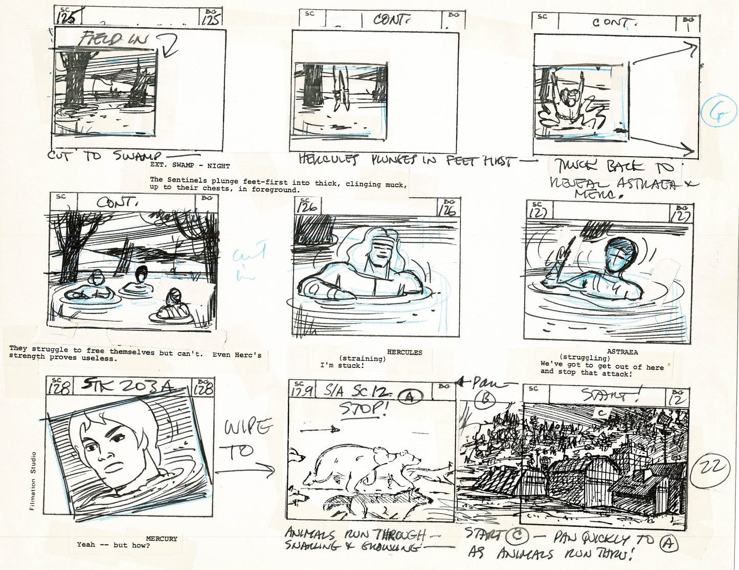 Young Sentinels / Space Sentinels 1977 Production Animation Storyboard Page Filmation A-024