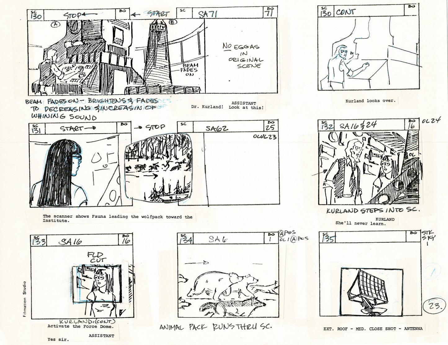 Young Sentinels / Space Sentinels 1977 Production Animation Storyboard Page Filmation A-025