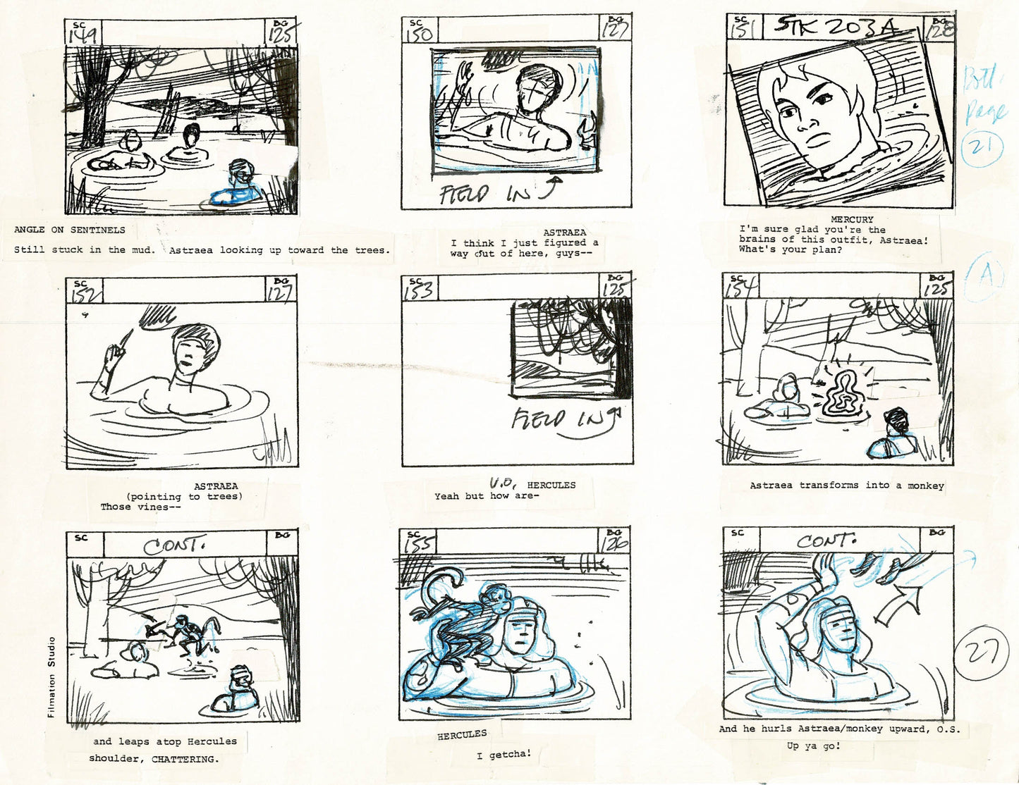 Young Sentinels / Space Sentinels 1977 Production Animation Storyboard Page Filmation A-029