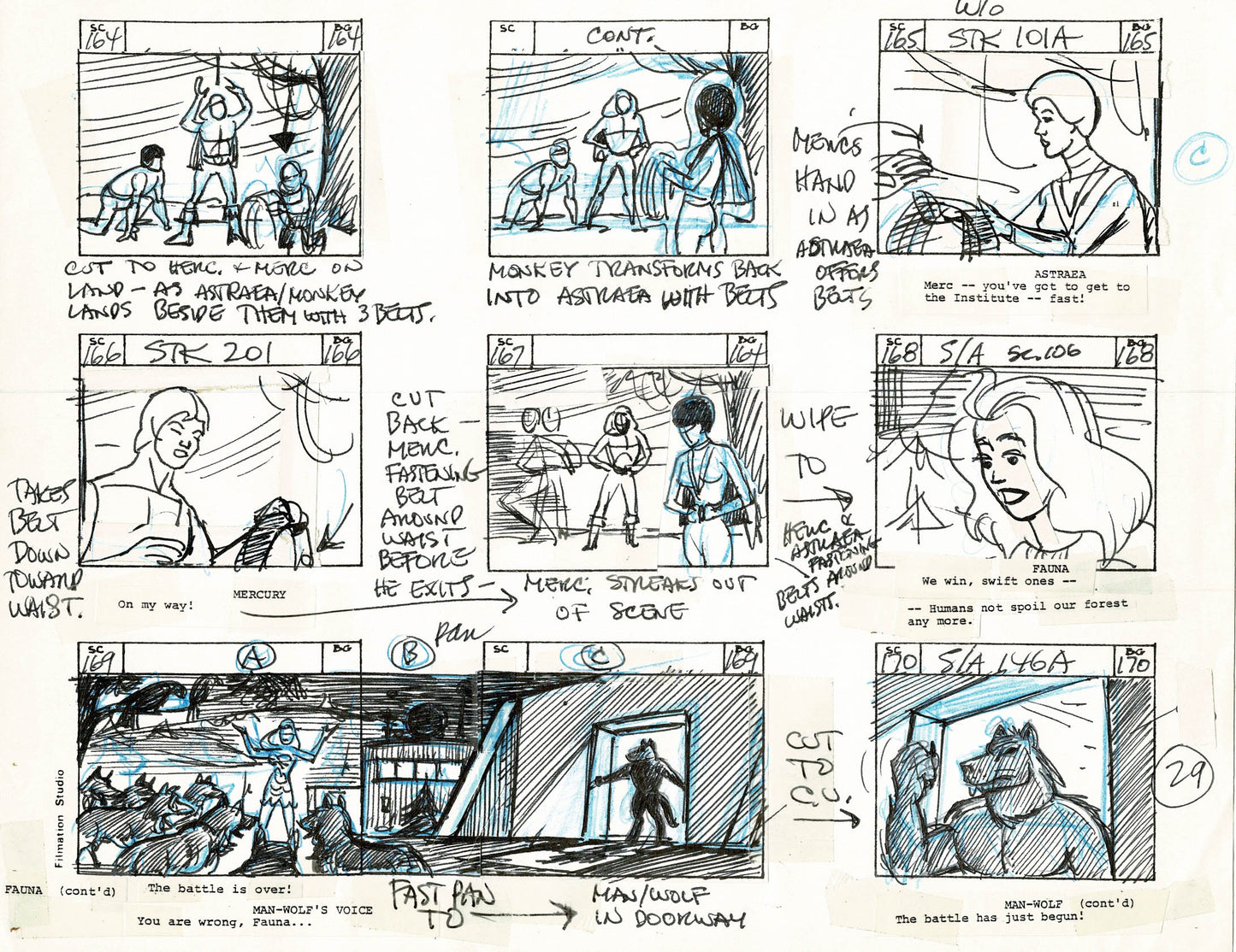 Young Sentinels / Space Sentinels 1977 Production Animation Storyboard Page Filmation A-032