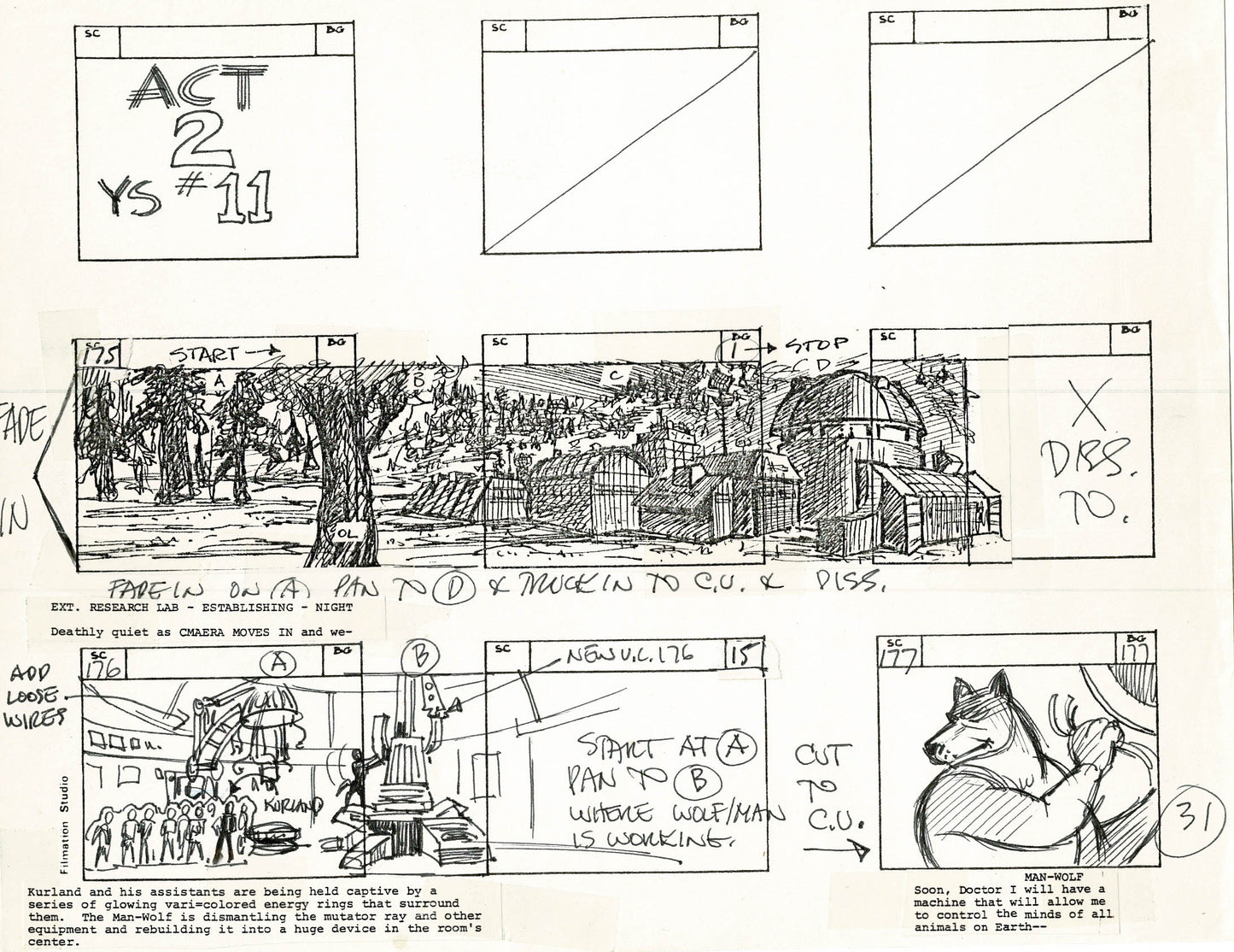 Young Sentinels / Space Sentinels 1977 Production Animation Storyboard Page Filmation A-034