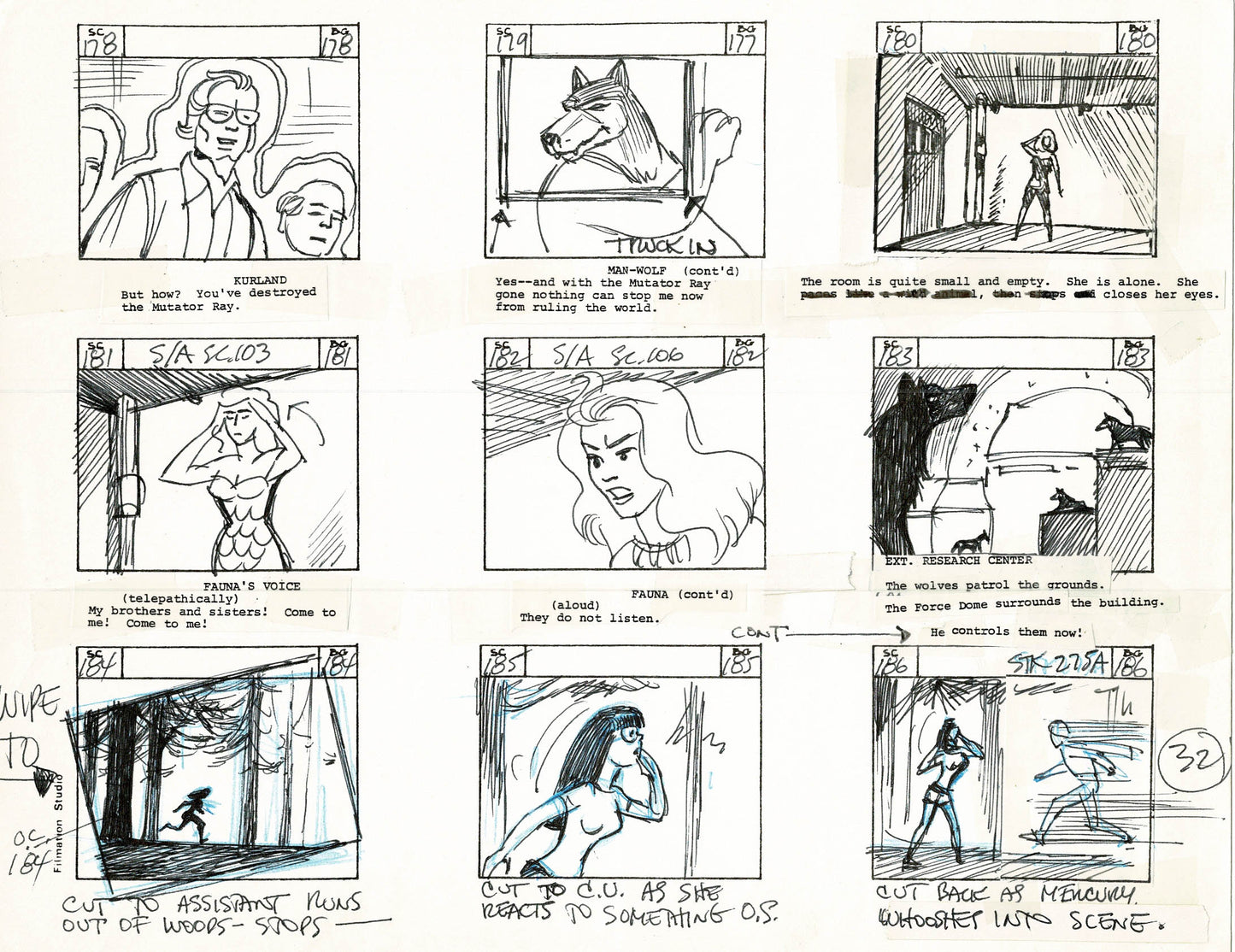 Young Sentinels / Space Sentinels 1977 Production Animation Storyboard Page Filmation A-035