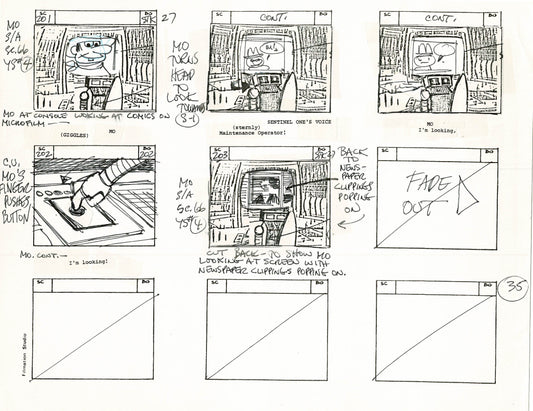 Young Sentinels / Space Sentinels 1977 Production Animation Storyboard Page Filmation A-038