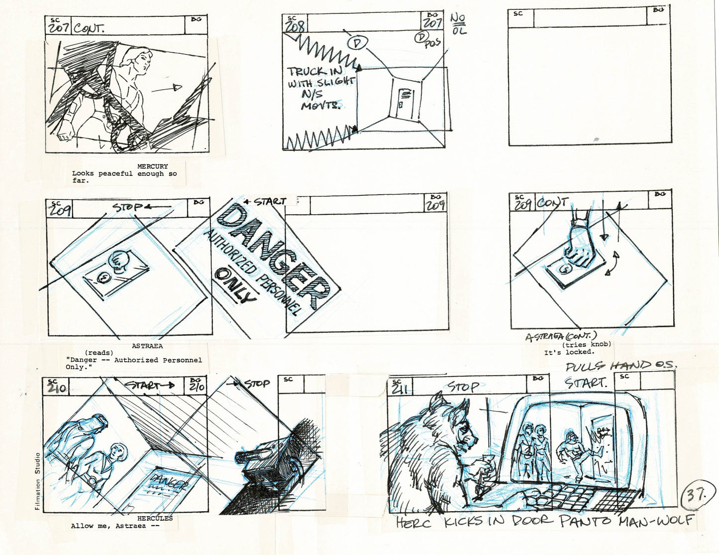 Young Sentinels / Space Sentinels 1977 Production Animation Storyboard Page Filmation A-040