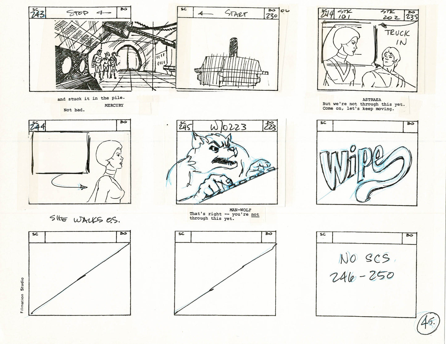 Young Sentinels / Space Sentinels 1977 Production Animation Storyboard Page Filmation A-048