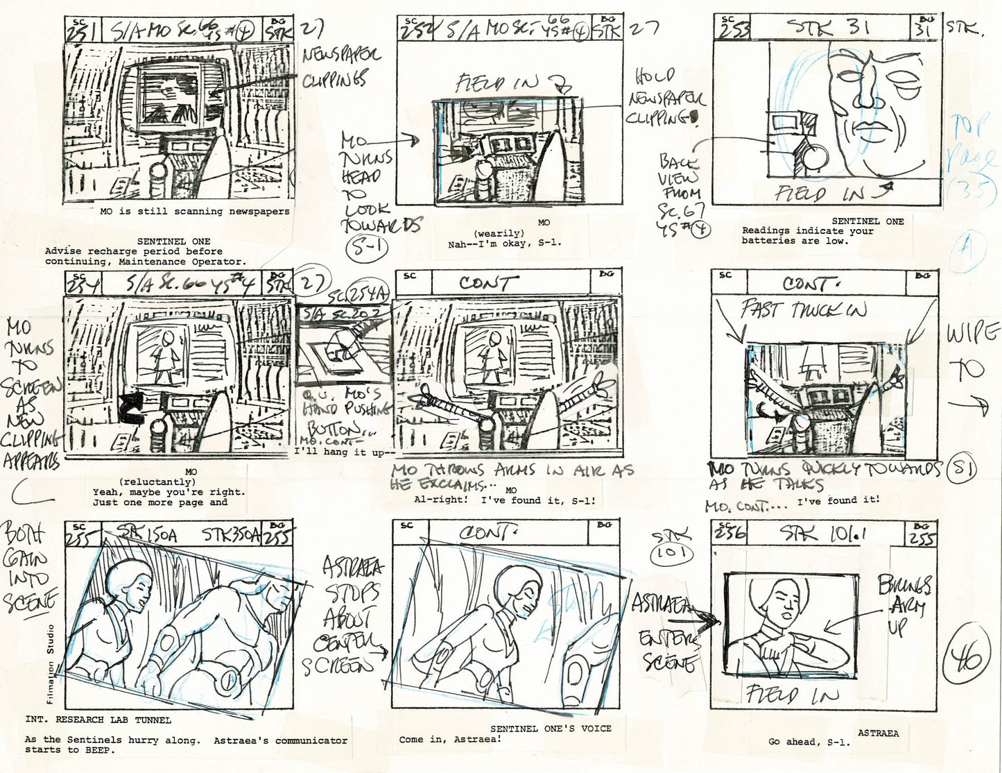 Young Sentinels / Space Sentinels 1977 Production Animation Storyboard Page Filmation A-049