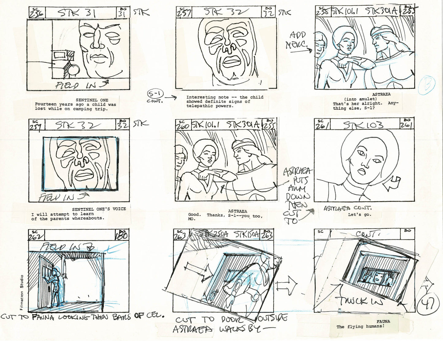 Young Sentinels / Space Sentinels 1977 Production Animation Storyboard Page Filmation A-050