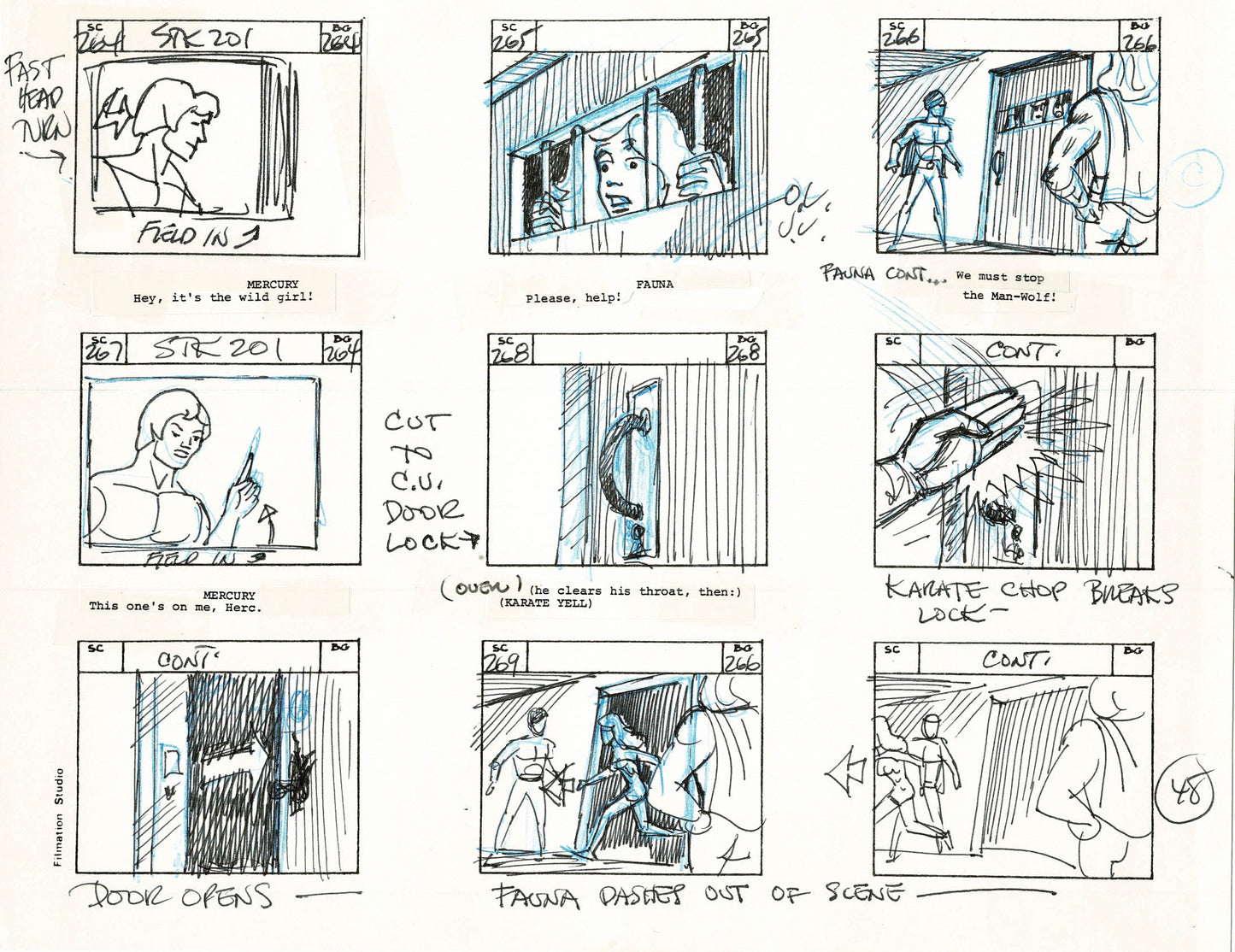 Young Sentinels / Space Sentinels 1977 Production Animation Storyboard Page Filmation A-051