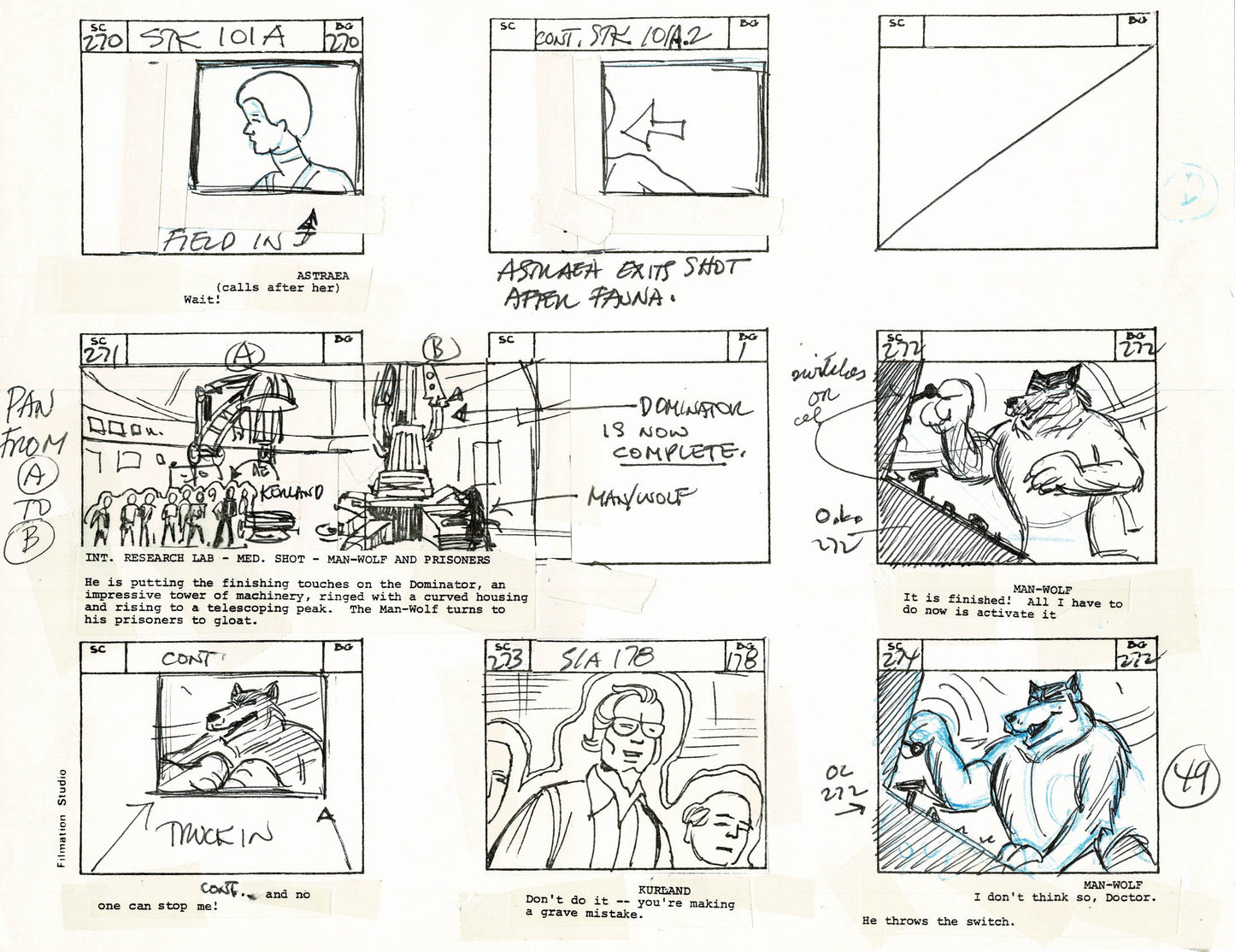 Young Sentinels / Space Sentinels 1977 Production Animation Storyboard Page Filmation A-052