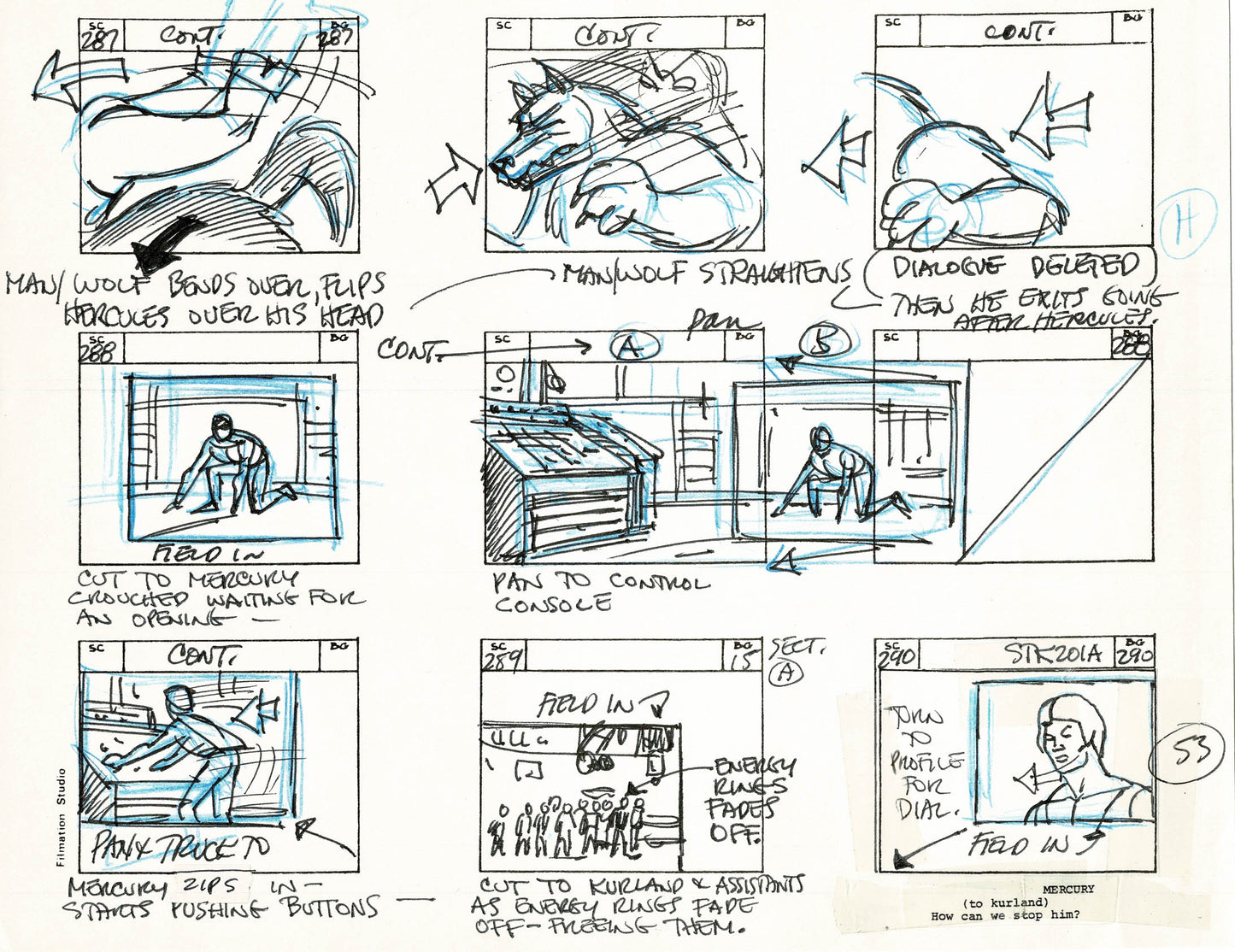 Young Sentinels / Space Sentinels 1977 Production Animation Storyboard Page Filmation A-056