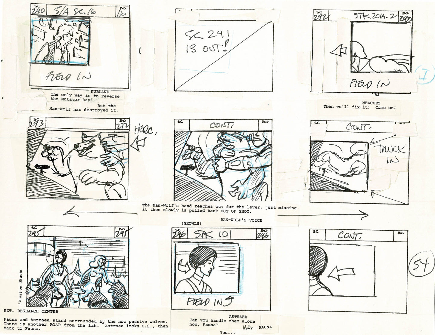 Young Sentinels / Space Sentinels 1977 Production Animation Storyboard Page Filmation A-057