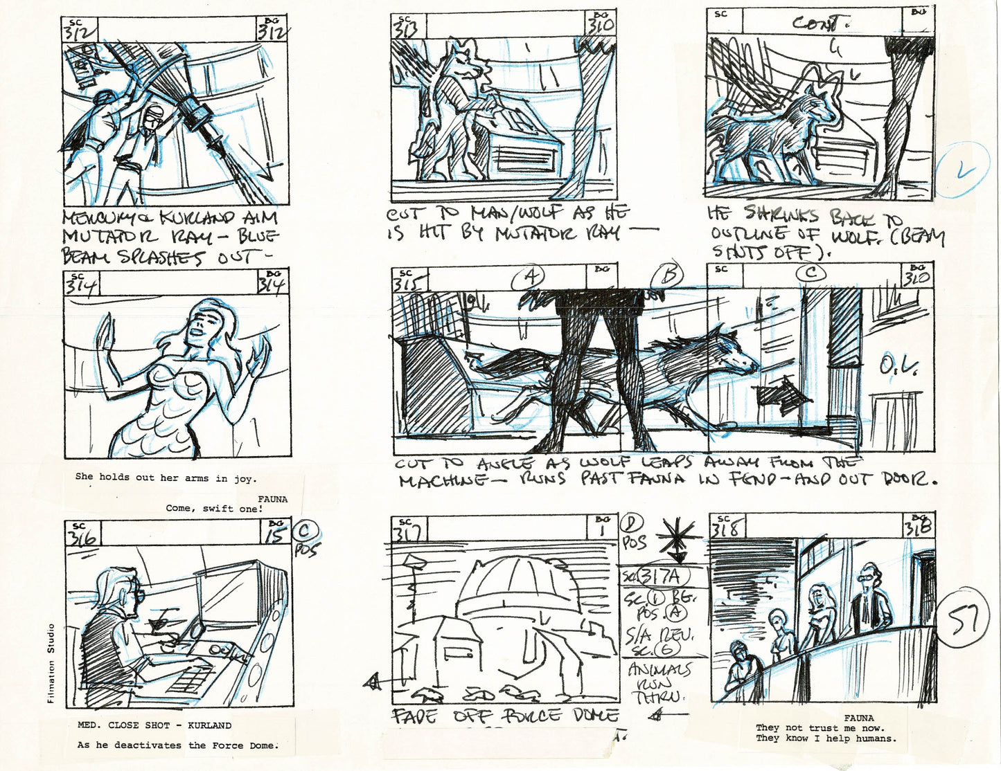 Young Sentinels / Space Sentinels 1977 Production Animation Storyboard Page Filmation A-060