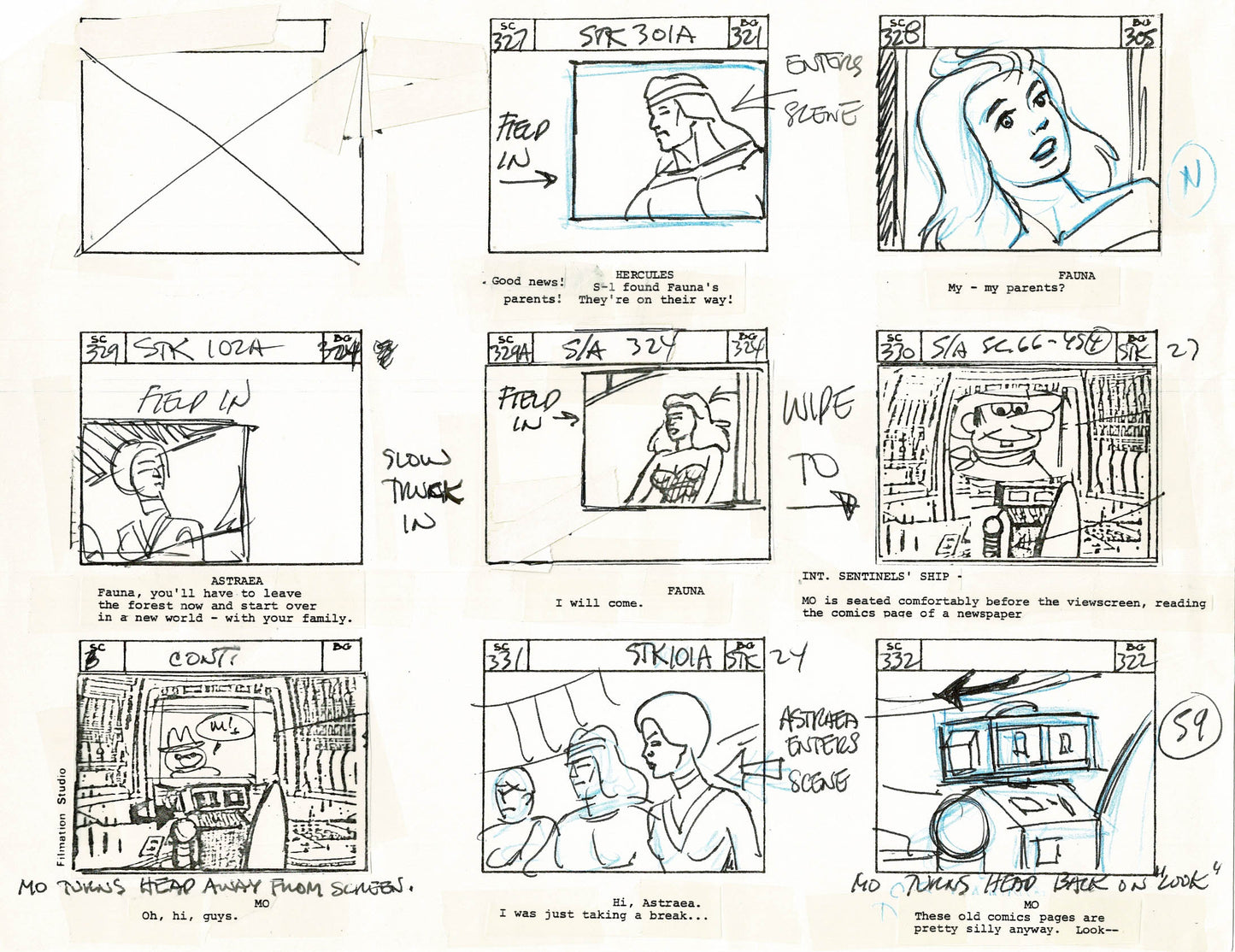 Young Sentinels / Space Sentinels 1977 Production Animation Storyboard Page Filmation A-062