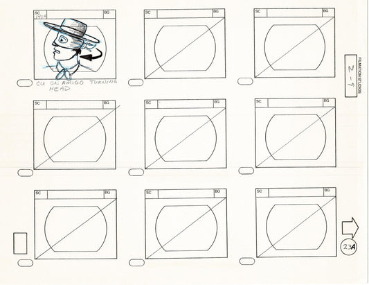 Zorro Storyboard Art Cartoon Page Vintage Animated Filmation 1981 B-004