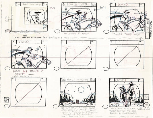 Zorro Storyboard Art Cartoon Page Vintage Animated Filmation 1981 B-016