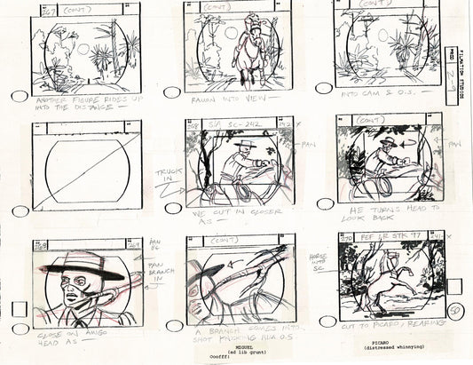 Zorro Storyboard Art Cartoon Page Vintage Animated Filmation 1981 B-022