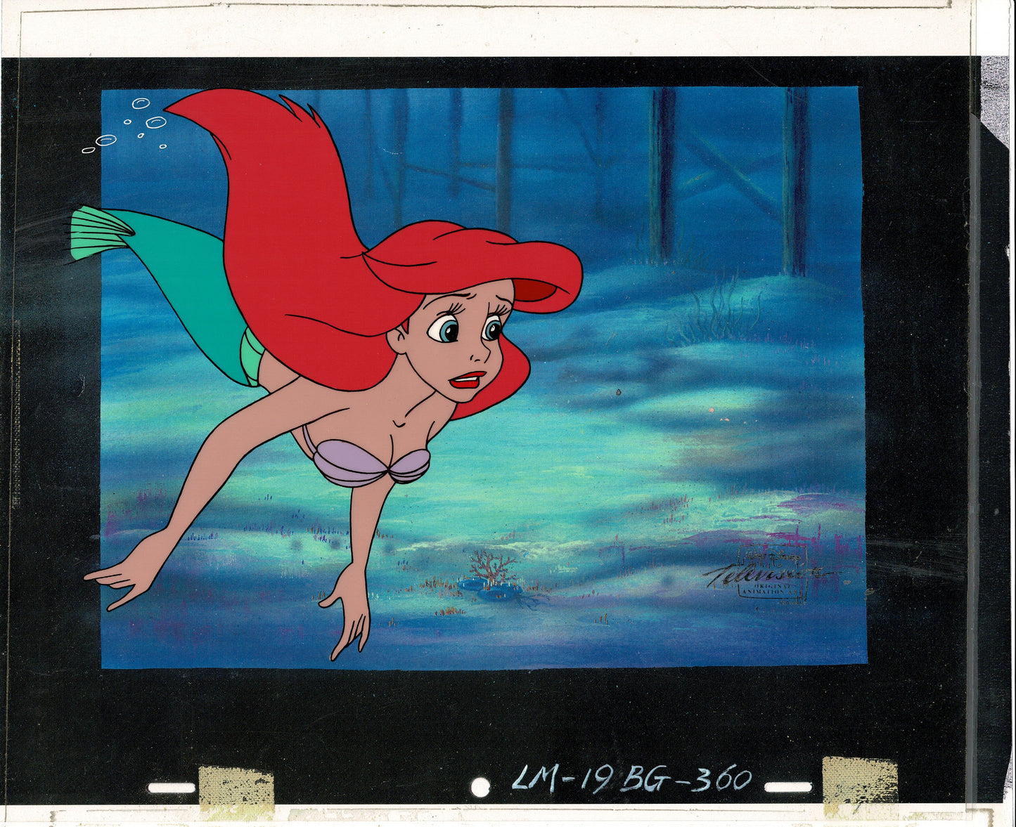 The Little Mermaid Ariel Disney TV Production Animation Cel and Key Drawing 1992-94 19 C-A