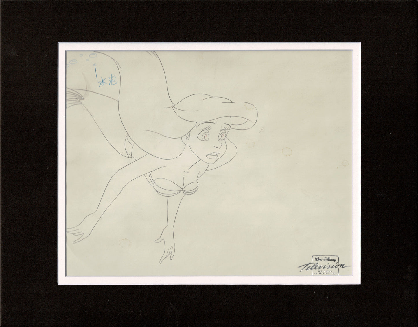 The Little Mermaid Ariel Disney TV Production Animation Cel and Key Drawing 1992-94 19 C-A