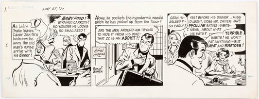 Kerry Drake Alfred Andriola Original Ink Daily Comic Strip Art signed 1977 h1