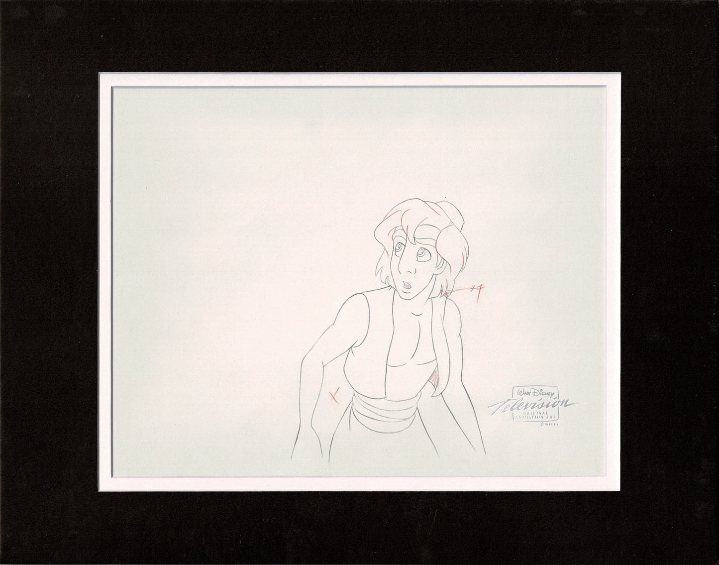 Aladdin Iago Walt Disney Cartoon Production Animation Cel and Drawing from 1994 Return of Jafar Matted 19 C-A