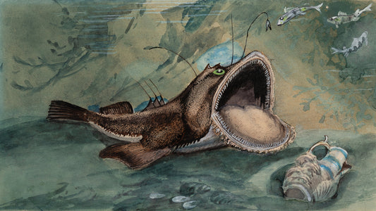 James Carter Beard Original Ink and Watercolor Painting "The Angler" 1904 Ex-BSA Collection