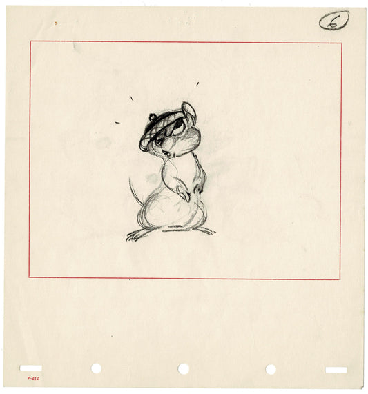 Bambi Squirrel Production Animation Storyboard Drawing from Walt Disney 1942 6