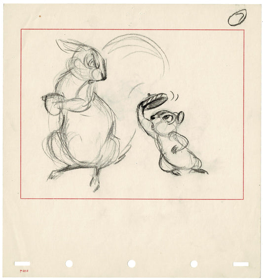 Bambi Squirrel Production Animation Storyboard Drawing from Walt Disney 1942 7