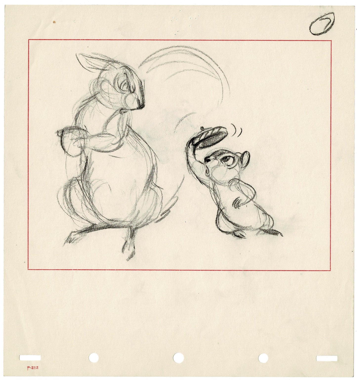 Bambi Squirrel Production Animation Storyboard Drawing from Walt Disney 1942 7